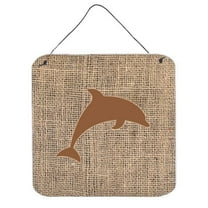 Dolphin Burlap And Brown Aluminium Metal Wall Or Door Hanging Prints