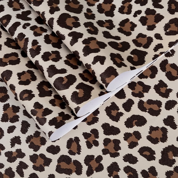 UMIGGEE Leopard Print Peel and Stick Wallpaper Removable Self Adhesive Textured Wall Paper Brown Unique Funky Cheetah Contact Paper for Bedroom Bathroom 17.3-in x 118-in