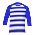 thumbnail image 4 of YMNXA Kids Boys T Shirt 3/4 Sleeve Round Neck Color Block Stripe Print Comfortable Soft Tee Top For Casual Daily Wear,Blue,3-4 Years, 4 of 4