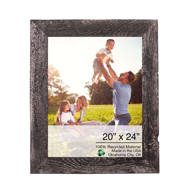 homeroots home decor 386525 20" x 24" Rustic Farmhouse Rustic Black Wood Frame