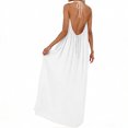 thumbnail image 6 of Xcmzpl Women Backless Summer Dress Halter Neck Spaghetti Strap Dresses Linen Casual Beach Holiday Maxi Dress Vestido Amarillo Para Mujer, 6 of 6