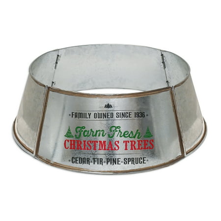 Ornativity Metal Christmas Tree Collar - 24 Galvanized Tin Metal Rustic Bucket Base Skirt for Xmas H | Walmart (US)