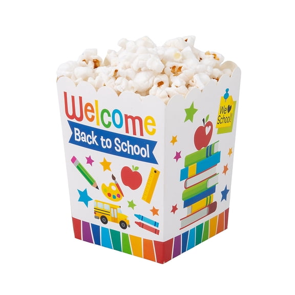 3" x 4" Welcome Back to School Cardstock Popcorn Boxes - 12 Pieces