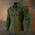 thumbnail image 5 of Telankuip Mens 250th Anniversary USA Shirts Long Sleeve Button down Western Cowboy Style Shirts with Fringes Vintage Patriotic Printing Spring Summer Jacket Top 14-Green L, 5 of 5