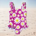 thumbnail image 2 of kpoplk Toddler Girls Floral Printing Swim Dress Baby Ruffle One Piece Swimsuit(Hot Pink,3-4 Y), 2 of 5