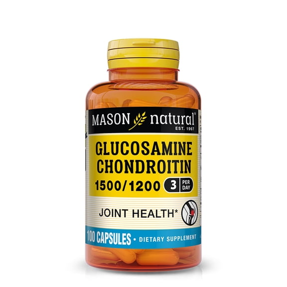 Mason Natural Glucosamine Chondroitin Capsules, 1500 mg/1200 mg, Supports Joint Function, 100 Count