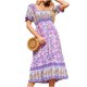 thumbnail image 1 of Txlixc Vestido bohemio de verano para mujer, falda de pastel de una pieza estilo bohemio con estampado floral en el pecho de manga corta Txlixc  Estilo de ocio, 1 of 5