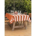thumbnail image 2 of Outdoor Tablecloth with Umbrella Hole and Zipper, Orange Anchor Rectangle Table Cloth 60x102 Inch Waterproof Tablecloth, Modern Nautical White Geometric Stripes Picnic Table Cover for Patio Camping, 2 of 7