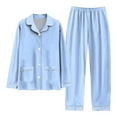 thumbnail image 3 of JTieacloth Men's Sleep Tops Mens Four Seasons Fashion Leisure Soft And Comfortable Home Solid Color Shirt Pants Pajama Set Home Service Two Piece Set Blue, 3 of 3