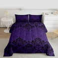 thumbnail image 2 of Manfei Gothic Damask Queen Comforter Set,Boho Exotic Style Bedding Sets,Purple Black Bedding Comforter Set For Boys Girls,Luxury Bedroom Decor Reversible,3 Pieces, 2 of 8