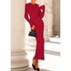 thumbnail image 3 of Vestido PRETTYGARDEN 2025 Otoño Rojo de Manga Larga Ajustado L, 3 of 7