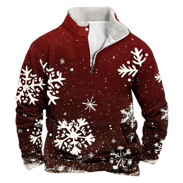 Sudadera sin capucha para hombre, informal, a la moda, con cuello alto, estampado, cremallera, jersey de manga larga, blusa de poliéster para hombre