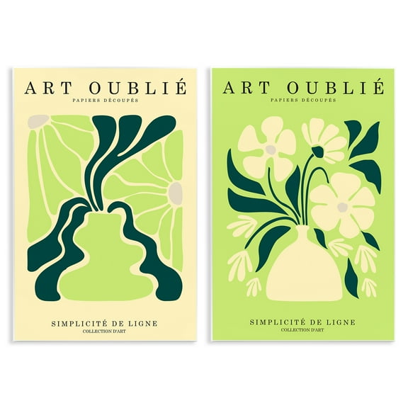 Stupell Industries Green French Museum Poster Text & Numbers Painting Unframed Art Print Wall Art, 10 x 15, Set of 2