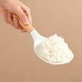 thumbnail image 3 of 1Pc Multi functional Plastic Rice Spoon with Wood Handle For Cooking & Serving,Sturdy Rice Spoon For Mixing And Scrape,Reusable Nonstick Rice Paddle Spoon Rice Scoop Rice Serving Spoon,White,2.95x9", 3 of 8