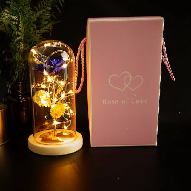 Explosivos 24k lámina de oro rosa cubierta de vidrio luces LED Puntos de regalo del Día de San Valentín para regalos del festival