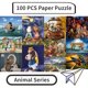 thumbnail image 2 of Rompecabezas de papel de 28,5 x 21,5 cm, 100 piezas, animales, alivio del estrés para adultos, juguetes educativos para niños, regalo de Navidad, 2 of 5