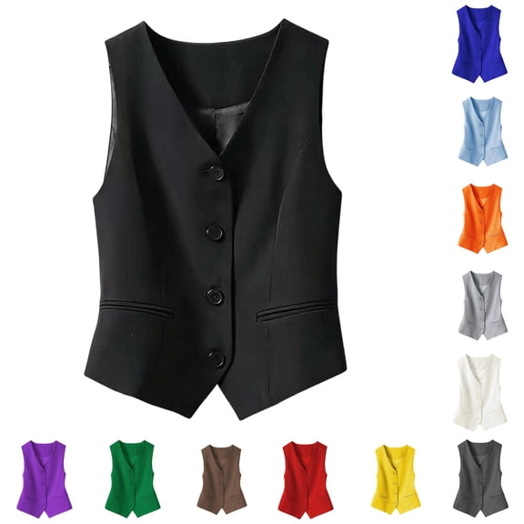 XAOFW Slim Fit Sleeveless Vest Cardigan Short Crop Top Layering Casual Knitwear Solid Color Summer Autumn Outerwear Jackets For Women Stylish Tops L