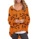 thumbnail image 2 of Camiseta holgada de manga larga con cuello redondo y manga murciélago con estampado de Halloween para mujer Fridja  ghj987+3804, 2 of 4