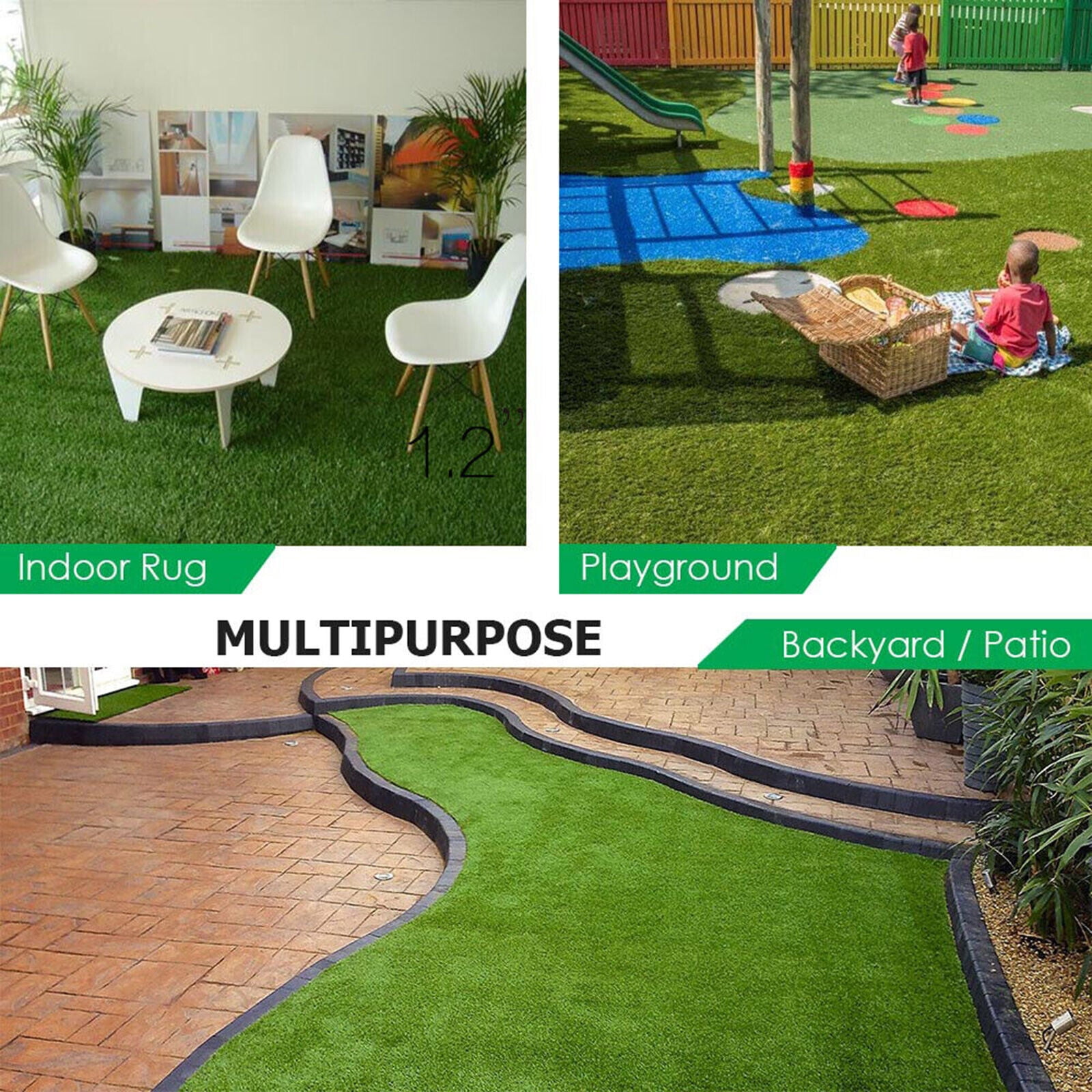 Green Artificial Grass Rug 6 ft. x 8 ft. Patio Deck Indoor Outdoor Landscape