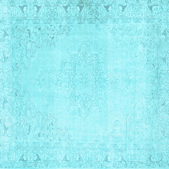 Ahgly Company Indoor Square Persian Light Blue Traditional Area Rugs, 7' Square
