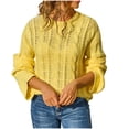thumbnail image 1 of SROBPTY Longues Chemises à Manches pour Femmes, Tricot à Col Rond Décontracté et à la Mode pour Femmes, Haut à Manches Longues Jaune, S, 1 of 2