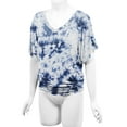 thumbnail image 4 of Made by Johnny Women's V-Neck Short Sleeve Tie Dye Drape Dolman Top XXXL WHITE_NAVY, 4 of 6