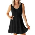thumbnail image 3 of UVN Sleeveless Dresses for Women Summer Casual Button Down Sundresses Ladies Ruffle Tiered Casual Swing Beach Dress, 3 of 9