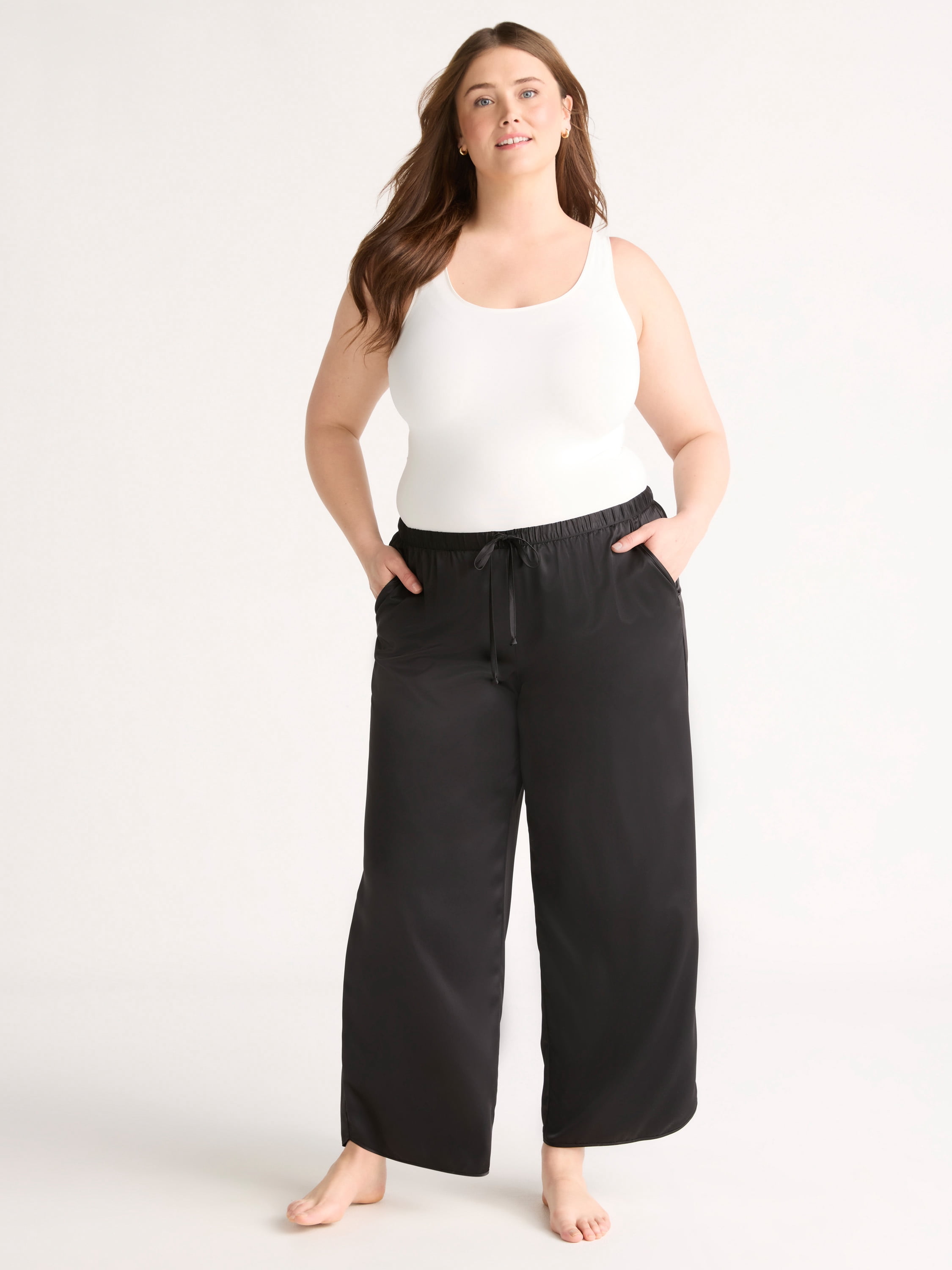 Joyspun Women’s Satin Pants, 28'' Inseam, Sizes XS-3X