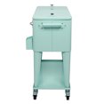 thumbnail image 5 of 80 Quarts  Rolling Ice Chest,Refrigeration And Insulation Cart, Stand Up Cooler Trolley  With Two Directional Wheels And Iron Foot Tube, Rectangular Plastic Box,Outdoor Cooler Cart ,Mint Green, 5 of 8