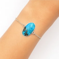 Natural Kingman Turquoise With Pyrite 925 Sterling Silver Bracelet Jewelry SDB2911