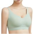 thumbnail image 4 of Womens Workout Bras Tops Bra Wire-Free Underwears Base Vest Style Sports Lingerie V-Neck Convertible Bra Feature Hook and Eye Closure T-Shirt Bra Style Y-260 , Green XL, 4 of 8