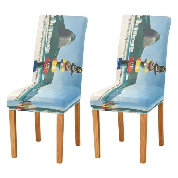 BZSMCE Chairs Slipcovers Dining Chair Covers Owls Stand on The Pole Creative Pattern