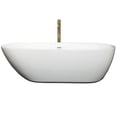 thumbnail image 2 of Melissa 71 Inch Freestanding Bathtub in White with Shiny White Trim and Floor Mounted Faucet in Brushed Gold, 2 of 5