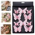 thumbnail image 5 of 10 Pack Glitter Butterfly Decorations, Christmas Tree Butterfly Ornaments, Artificial Butterflies with Clip for Xmas Party Wreath Garland Decor, 3 Sizes 3D Butterfly Hanging Decor,Pink, 5 of 6