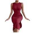 thumbnail image 2 of Mefallenssiah Robe d'Été Sans Manches de Couleur Unie pour Femmes, 2 of 6