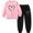 Pink, variant on Outfits for Girls Heart Print Crew Neck Long Sleeve Sweatshirt And Cuffed Trousers 2 Piece Daily Wear Girls' Clothing Sets 2 Years-3 Years