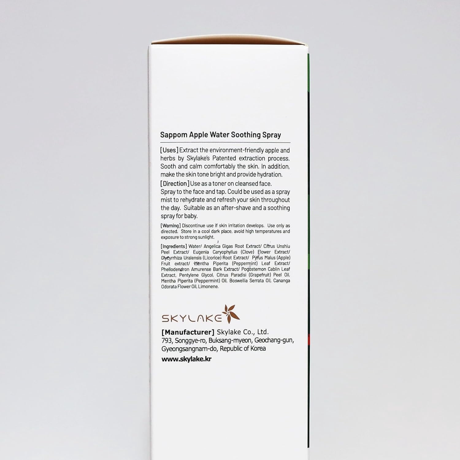 Sappom Apple Water Soothing Spray Mist, for All Skin Types, Refresh and Hydrating Toner, Natural Herbal Care