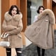 thumbnail image 3 of Chaqueta acolchada de algodón gruesa de moda con cuello grande de lana suelta de estilo invernal de largo medio con forro polar para mujer de Parker, 3 of 6