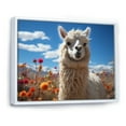 thumbnail image 2 of Designart "Beige Black Llama In Flower landscape Photo" Animals Floater Framed Wall Art Print, 2 of 7