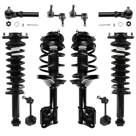 Detroit Axle - 10pc Suspension Kit for 2009 2010 2011 2012 2013 Subaru Forester, Front and Rear Coil Spring Struts Sway Bars Outer Tie Rods Replacement Struts Shocks Assembly