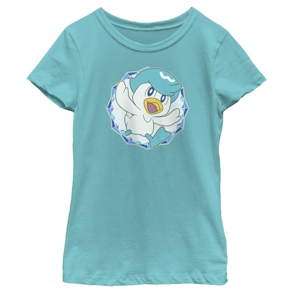 Girl's Pokemon Quaxly Circle Graphic Tee Tahiti Blue X Large