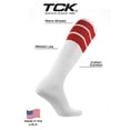 thumbnail image 4 of Calcetines TCK Retro con tubo de 3 rayas, color rojo, talla mediana, 4 of 5