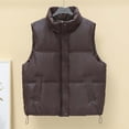 thumbnail image 6 of uublik Puffer Vest Womens Coffee Lightweight Quilted Sleeveless Stand Collar Zip Up Winter Jackets, 6 of 7