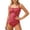 Red, variant on uvwlwu Women Red Polka Dot Square Neck Ruched One Piece Swimsuit,L
