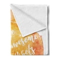 thumbnail image 2 of Saying Soft Flannel Fleece Throw Blanket, Message on Grunge Vibrant Background Happiness, Cozy Plush for Indoor and Outdoor Use, 50" x 70", Dark Coral Orange Yellow, by Ambesonne, 2 of 5