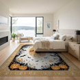 thumbnail image 3 of ODIKA 9'x12' Washable Area Rug Pumpkin Bat Halloween Cluster Ghostly Gothic Border Ghost Motif for Great Room, Indoor Concept, Large Living Low Pile, Flatwoven, 3 of 7