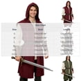 thumbnail image 3 of ZToonmas Men Medieval Sleeveless Hooded Tunic Long Open Front Vest Renaissance Halloween Role Play Cloths, 3 of 6