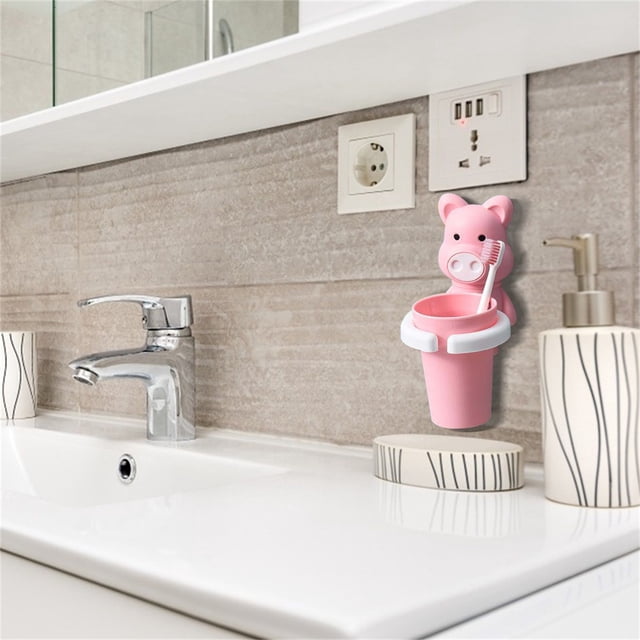 Cqxid Rack Under $5 Drop Holder And With Cup Toothbrush Orange Bathroom Products