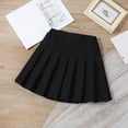 thumbnail image 2 of Resicozy Girls Pleated Skirt School Uniform Skort Elastic Waist A-Line Casual Skirt for Toddler Girls 2-14 Years Black 150, 2 of 5