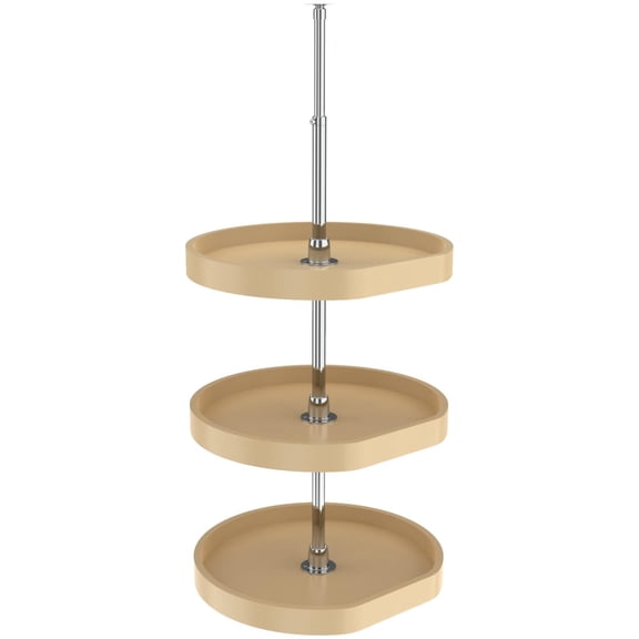 Rev-A-Shelf 6273-20-15-536 Classic 3 Tier 20" D Shaped Flat Side Lazy Susan - Almond